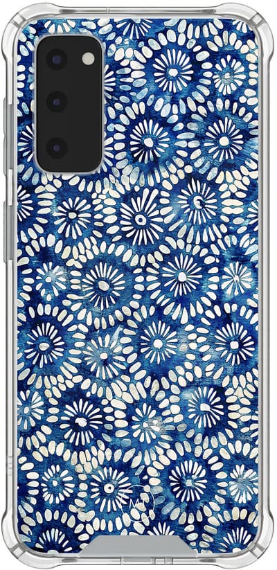 Hoesje (shockproof) geschikt voor Samsung Galaxy S20 FE - Azure daisies - Extra sterke case - TPU/polycarbonaat - Bloemen - Blauw, Transparant