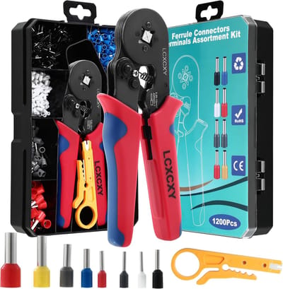 Complete Krimptang Set met 1200 Kabelklemmen en Abisolieertang (0.25-10 mm²)