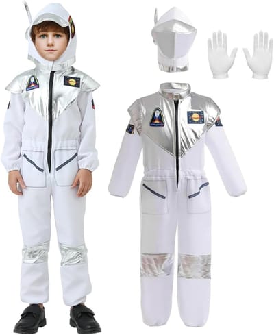Astronautenkostuum voor Kinderen met Helm - Ruimte Kostuum voor Carnaval, Verjaardagsfeest en Raveparty
