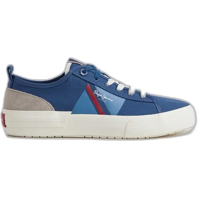 Pepe Jeans Allen Falg Sneakers Blauw Laag Vetersluiting 40 Awe black