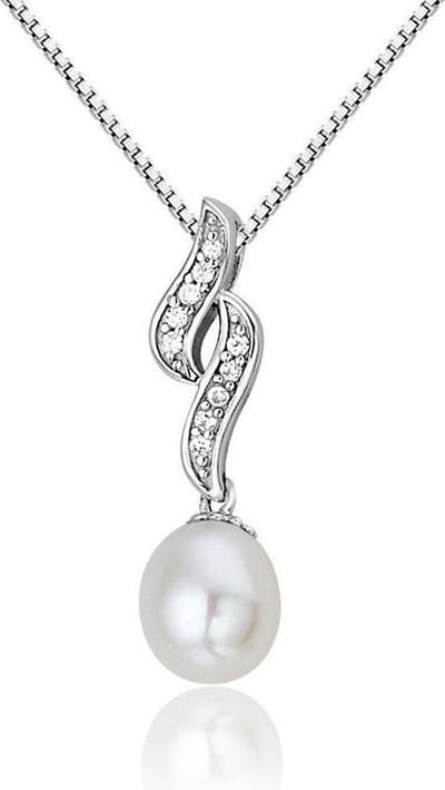 Montebello Ketting Becky - Zilver Gerhodineerd - Parel - 7x23mm - 45cm
