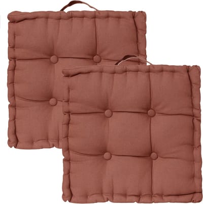 Atmosphera Vloerkussen Square - 2x - terracotta - katoen - 38,5 x 38,5 x 8 cm - vierkant - Extra dik