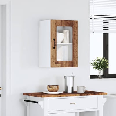 vidaXL - Keukenbovenkast - met - glazen - deur - Lucca - oud - houtkleurig