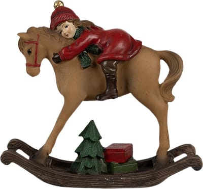 Clayre & Eef Decoratie Beeld Hobbelpaard 11x4x10 cm Bruin Polyresin