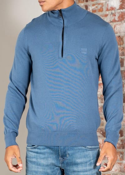 BOSS Kanobix Half Zip Trui Blauw - Maat L - Heren - Quarter zip