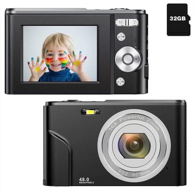 Digitale camera 48 MP, 1080p FHD, 16x zoom, 32GB geheugenkaart