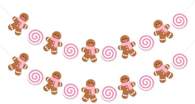 Dailygoods- Kerstdecoratie - Peperkoekmannetjesbanner - Slinger - Feestdecoratie - Vakantiedecoratie - Stevig Karton - 2 Stuks