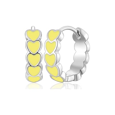 EMMI Oorringen / Oorbellen | Geel / Zilverkleurig | Ø 12 mm | 925 Zilver | Kinder Sieraden