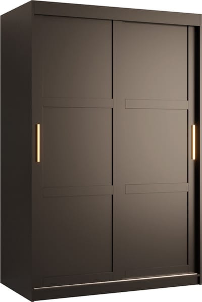 Zweefdeurkast Kledingkast met 2 schuifdeuren Garderobekast slaapkamerkast Kledingstang met planken (LxHxP): 120x200x60 cm - Rumble I (Zwart, 120)