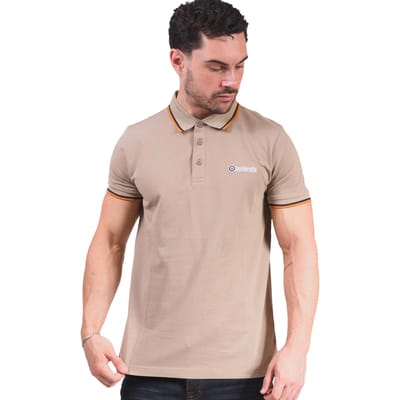 Lambretta Herenpoloshirt met drie punten (Cashew/Stone/Navy/Orange)