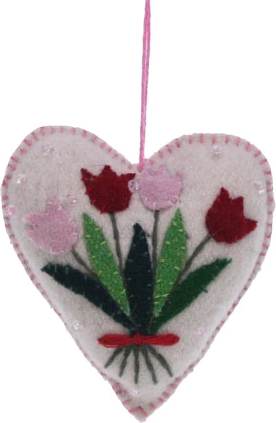 Hart wit Tulpen, vilt 7x2x7cm