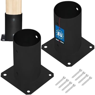 KOTARBAU® 2 stuks Paalvoet , Paalhouder, voor Schroefbevestiging, Gepoedercoat Staal, ⌀ 80 mm, Zwart, Paalsteun, voor Houten Balken en Pavillons, Duurzaam en Weerbestendig