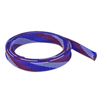 Polyester kabelsleeve | rekbaar | 19mm | blauw/wit/rood | 2 meter