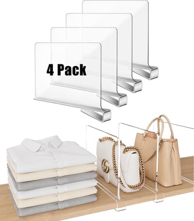 Kastverdeler - 4 stuks - Plankverdeler Kledingkast Organizer - Kleding opbergen - Kast indeler - Kast indeling