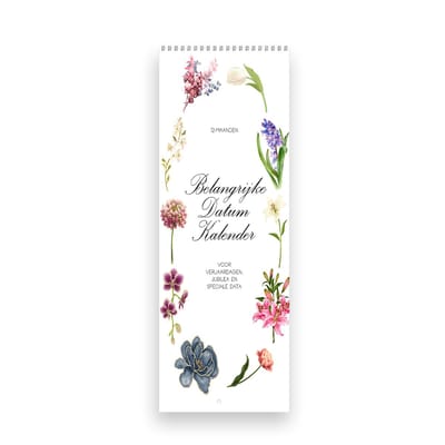 Verjaardagskalender - 31x10,5cm - 300gms ecopapier - Spiraalbinding met een boorgaatje