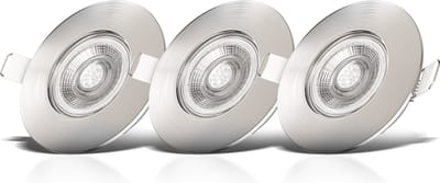 B.K.Licht - Inbouwspots badkamer - LED - 3 stuks - dimbaar - spotjes verlichting - badkamerverlichting - IP44 - ronde - Ø9cm - 3.000K - 480Lm - 4.9W - nikkel