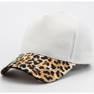 Casquette de Baseball à Imprimé Léopard pour Femme Mode Hip Hop Casquettes Décontractées Designer Chapeau Féminin Snapback Pour Femmes Filles Gorras (WHITE,Adjustable) blanc