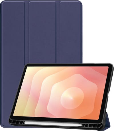 Hoesje - Geschikt voor Samsung Galaxy Tab S11 - Dun & Stevig - Trifold Bookcase - Hard Cover Case - Met Uitsparing Geschikt voor S Pen - Hardcover Book - Tablet Hoes - Donkerblauw