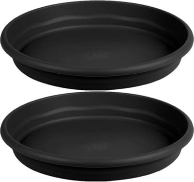 Hega Hogar Opvangbord - 2x - zwart - kunststof - D29 cm - onderschaal/opvangbord