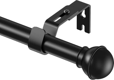 Gordijnroede, uittrekbaar, 22 mm, schroefstangset met in hoogte verstelbare dragers, sterk, roestvrij voor woonkamer, slaapkamer, keuken, badkamer, 80-156 cm (zwart)