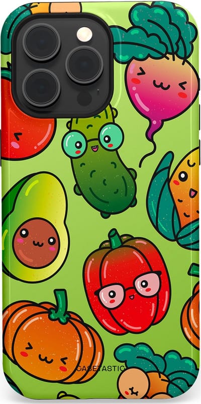Casetastic Hoesje Geschikt voor Apple iPhone 15 Pro Max Magsafe - Stijlvolle Beschermende Duo-layer Case - Cartoon Groente Mix