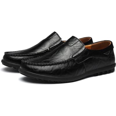 Echt Leer heren comfortabele zachte zool instap Loafers veelzijdige casual herenschoenen zakelijk formeel leren schoenen 37 black