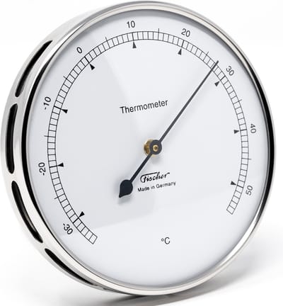 Fischer - Thermometer ø 103 mm RVS - Ruimtethermometer - Kamerthermomter - Fijnmechanische Thermometer