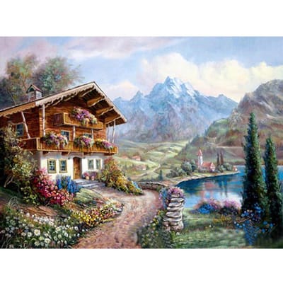 Diamant borduurwerk landschap Lodge Diamond schilderij landschap Strass kruissteek Home Decor 20X30CM gray