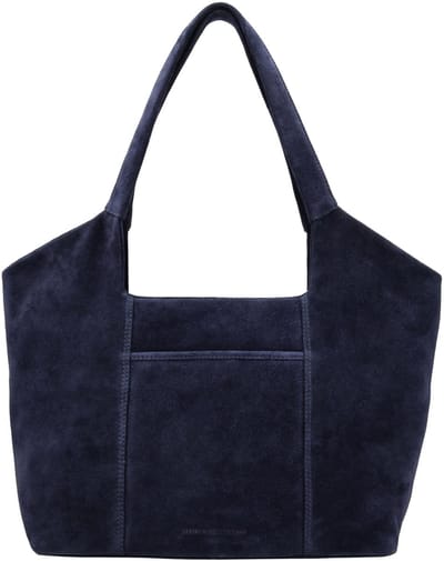 Hide & Stitches Brazos Schoudertas - Shopper - 40 x 25 x 14 cm - Leer - Suede - Dames Tas - Leren Dames Tas - Blauw