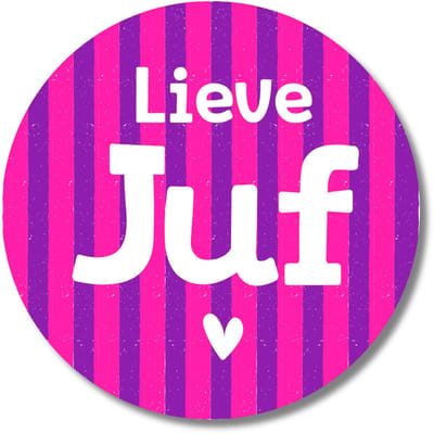 Stickervel Lieve Juf – 20 stickers – bedankje einde schooljaar – roze paars