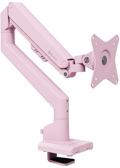 Arozzi Alzare Neo Monitor Arm - Gasveer - Kabelbeheer - Max 9kg - Roze