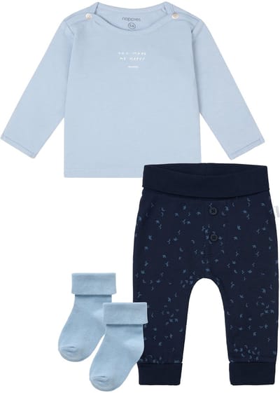 Noppies - Kledingset - 3 delig - Broek Nicea Donkerblauw - Shirt Neisse Lichtblauw - 1 paar sokjes - Maat 44