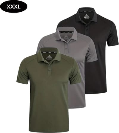 Livano Golf Shirt Heren - T-shirt - Golfkleding - Golfen - Golf Accessoires - Polo Shirt - Zwart & Grijs & Groen - Maat XXXL