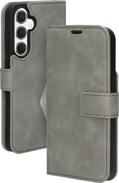 Mobiparts hoesje geschikt voor Samsung Galaxy A55 - Wallet/Boekhoesje - Eco Leer - Magneet Sluiting - Opberg vakken - Grijs