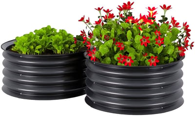 Verhoogde Plantenbak Set 2-delig – Stalen Kweekbak / Koude Bak voor Tuin – Donkergrijs