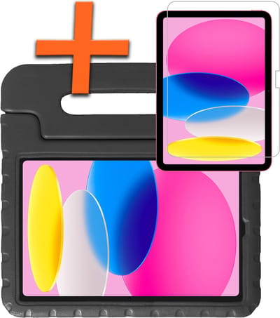 Hoesje - Geschikt voor Apple iPad 10 (2022) - 10.9 inch - 10e Generatie - Met Screenprotector - Kinderhoes Shockproof Bumper - Kidsproof Case - Tablet Hoes - Kinder Hoes Cover - Zwart