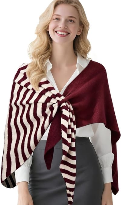 Sjaal - Nekwarmer - Sjaal dames - Dames Kasjmier Sjaals - Gebreide Sjaals Vesten - Wollen Kasjmier Tops Truien - Omslagdoeken Sjaals Dagelijks Gebruik - Kerstcadeau - Kerstversiering - Kerst - Rood/Gebroken wit