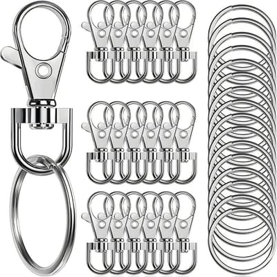Fako Bijoux - Musketonhaak Met RVS Sleutelring - Karabijnhaak - Sleutelhanger - 14x53mm - Zilverkleurig - 20 Sets