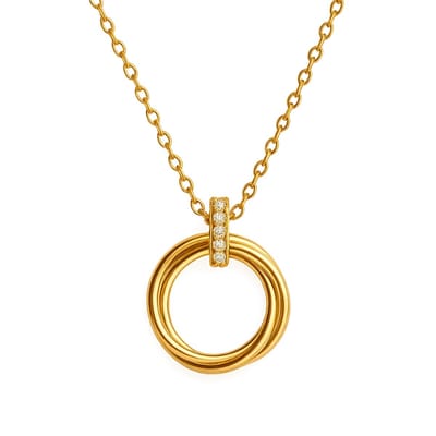 Ketting dames Goudkleurig - Ketting dames echt zilver - ketting dames goudkleurig - Ketting dames verguld zilver - Dames ketting met cirkel hanger - Verguld Echte Zilver 925 -Amona Jewelry