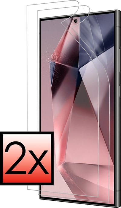 Screenprotector - 2 Stuks - Folie - Geschikt voor Samsung Galaxy S24 Ultra - Ultra Clear - Bescherm Folie - Soft TPU Touch - Screen Protector - Telefoon Cover