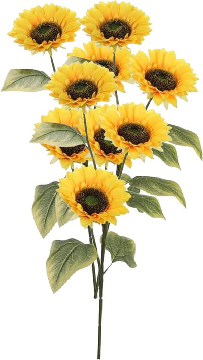 Mica Decorations Kunstbloem Zonnebloem takken - 3x - 92 cm - geel - kunst zijdebloem - decoratie