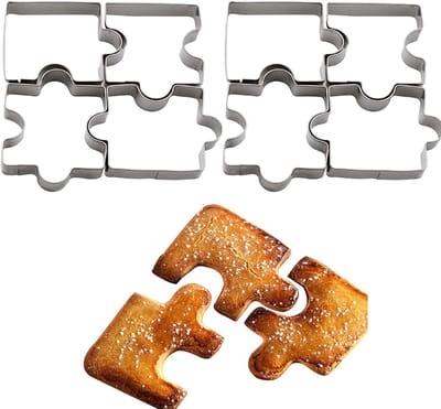 8 stuks Uitsteekvormpjes Puzzel - RVS Uitstekers koekjes fondant - Puzzel Koek Vormpjes - Fondant & Koekjes Vormen - Puzzelstukjes - Bakvorm - Bakset - Uitsteekvorm - Uitstekers - Uitsteekvormset - RVS