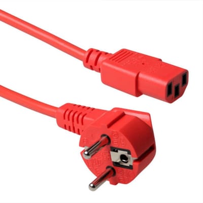 ACT Netsnoer Schuko CEE 7/7 male (haaks) - C13 IEC 60320 rood 5 m AK5403