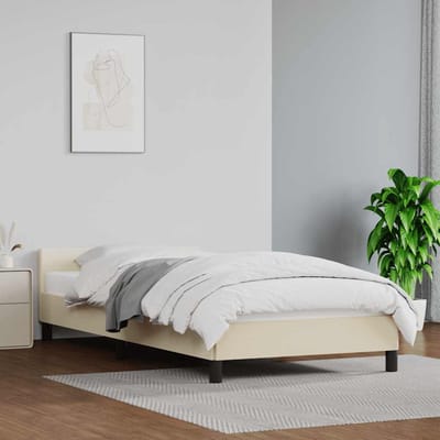 vidaXL - Bedframe - met - hoofdeinde - zonder - matras - 90x200 - cm - crèmekleurig