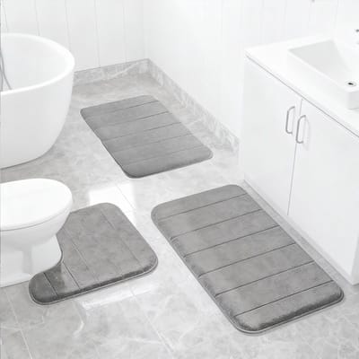 Dailygoods- Badkamertapijtset 3-delig - Antislip - Wasbaar - Microvezel - Douchemat/WC-mat - Sterk absorberend oppervlak - Badmat