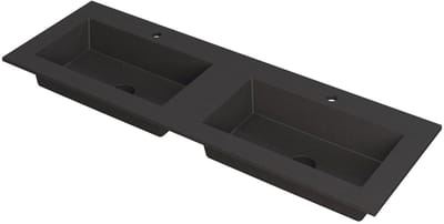 INK Kraft Wastafel Dubbele Bak met 2 Kraangaten - 1400x450x10 mm - Quartz Zwart