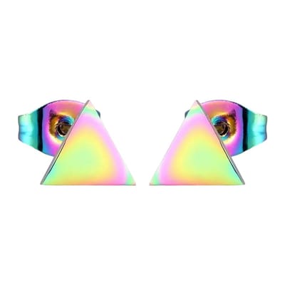 Aramat Jewels | Oorbellen | Stalen Oorbellen Driehoek Multikleur – 7mm | | | |7mm | Staal | Kinderen, Volwassenen | Verkleurd niet