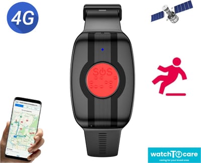 WatchToCare WTC28 GPS Alarmhorloge Senioren | Één-knop | 4 Dagen Accu | Valdetectie | Dementie | Zonder Abonnement | IP67