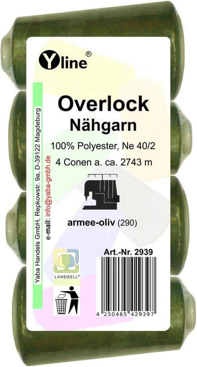 4 Spoelen Overlock Naaigaren Polyester - Legergroen - 2743 Meter per Spoel