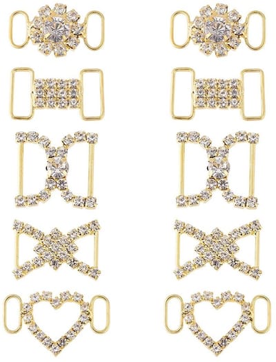Dailygoody - Gouden Schoenveters Charms - Decoratieve Schoen Gespen - Casual Schoenen Accessoires - Met Kristallen Steentjes - Voor Vrouwen - 10 Stuks